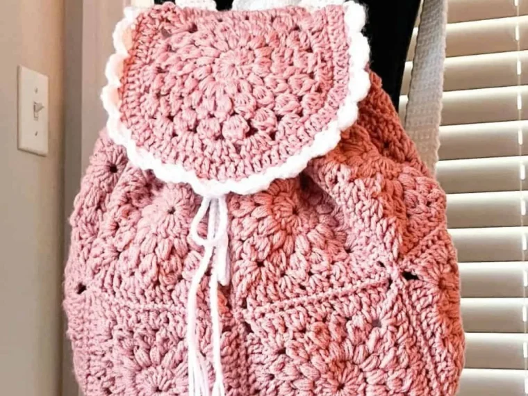 Crochet backpack pattern showcasing a colorful, handmade crochet bag.